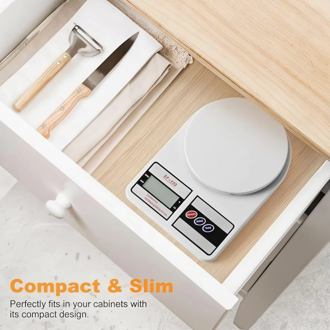 Digital Kitchen Scale 22lb/10kg Capacity, Stainless Steel Food Scale with oz/g Units | Replaceable Battery Power |